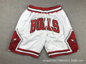 Chicago Chicago Bulls Bóng Rổ Túi Quần Short Dây Kéo Dày Thêu Hai Lớp Thêu Mùa Hè Phong Cách Mỹ
