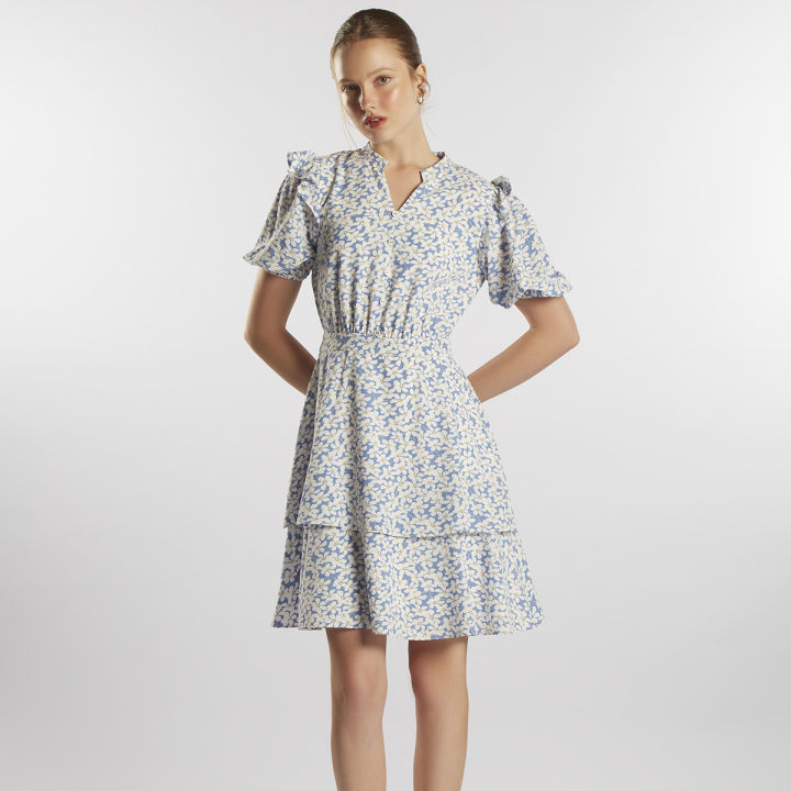 White Straps A-Line Floral Fashion Vacation Dress Long Party Dress, DP4349 main image 1