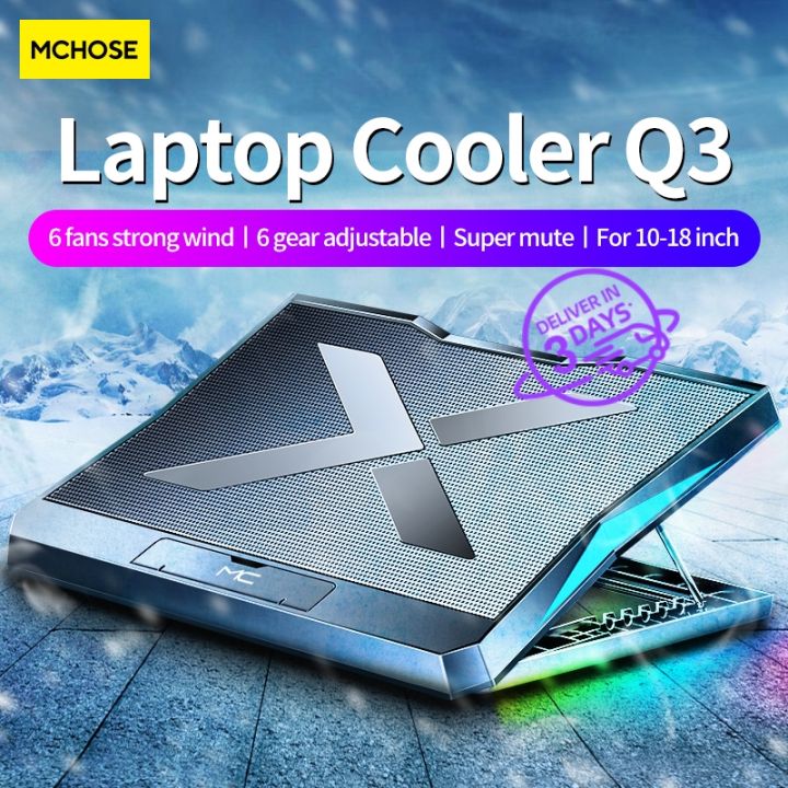 MC Q3 Gaming Laptop Cooler 6 Fans Silent Strong Wind Laptop Cooling