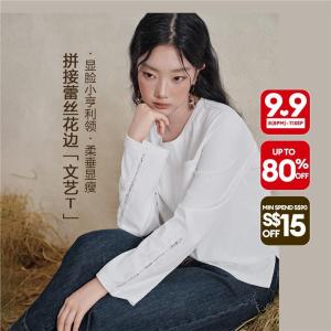 Giordano Women Embroidered pocket henley neck long sleeve tee Free Shipping 18326523