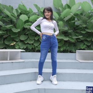 Celana Jeans - Celana Wanita - Boyfriend Rumbai Jeans Stretch Skinny Alice Model Terbaru SAERAH FASHION