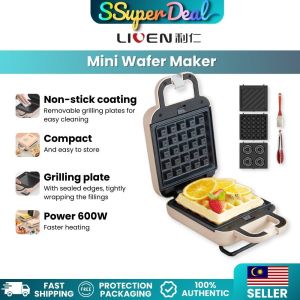 LIVEN Mini Wafer Maker 3 in 1 Sandwish | Donuts with Removable Non-Stick Plates (C-2)