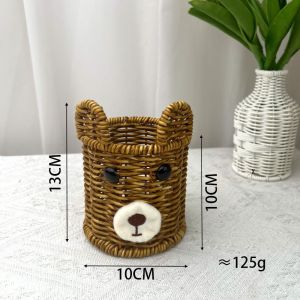 JUNOTERNEY Hardness Rattan Wicker Woven Serving Baskets 7 Styles Handwoven Rattan Basket High Quality Household Drain Chopstick Fork Spoon Holder Restaurant Serving Tabletop Display