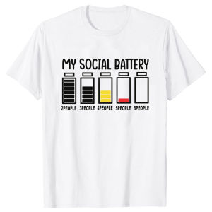 Funny My Social Battery Design Printed Men Tshirt Confortable Casual T-shirt for Men Male Tees Top Hombre Camisetas