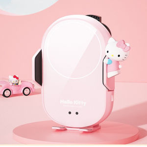 (15W)Line Friends ของแท้ 100% แท่นชาร์จไร้สายในรถยนต์ พร้อมระบบเหนี่ยวนำอัตโนมัติ ชาร์จเร็ว และขาตั้งโทรศัพท์ในรถยนต์สำหรับช่องแอร์และระบบนำทาง ใช้ได้กับสมาร์ทโฟน iOS และ Android อุปกรณ์เสริม Hello Kitty สีน้ำตาล รุ่น WCK1