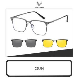 Gentle Fawn Kacamata Clip On Series Free 2 Clip On Polarized Dan Night Vision Style Kotak Keren Bahan Metal Kuat dan Ringan Clip On 2 Lens Series Fashion Pria Wanita