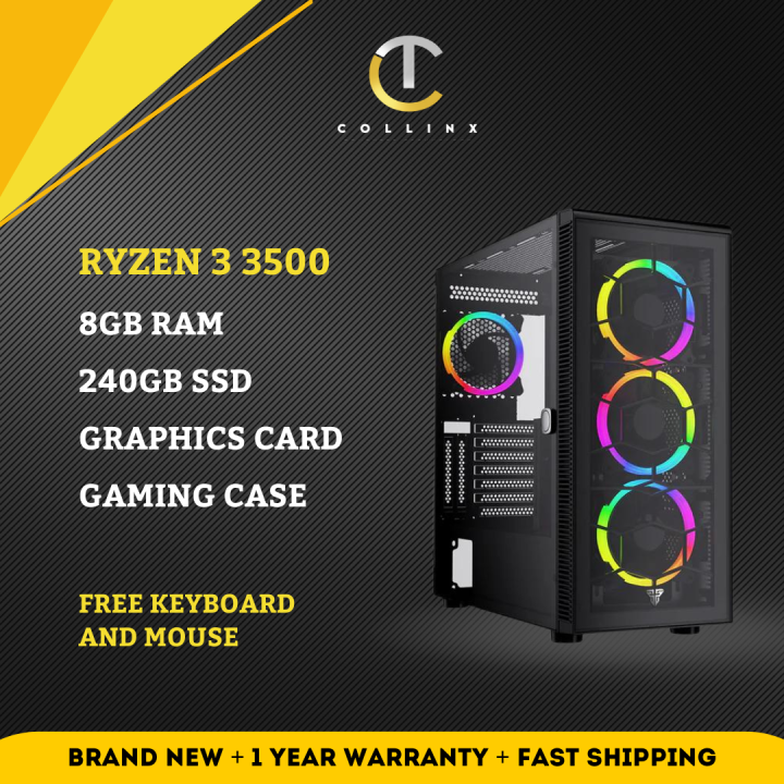 [ GAMING PC BUILD - EXPERT ] AMD RYZEN 5 3500 Desktop | Nvidia GTX Graphics Card | Radeon RX Videocard | Ready to Use | Plug and Play | High Quality CPU with Freebies | Gaming Office Online Class Work Business | Collinx Computer