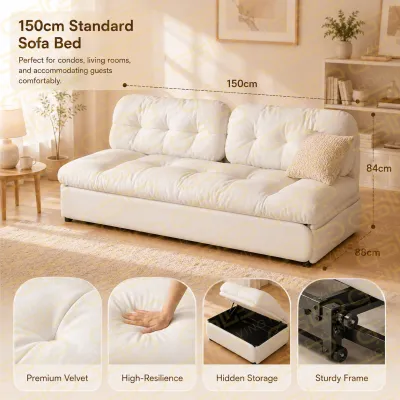 GOLD 3-IN-1 Foldable Sofa Bed Single/Queen/King Soft Sponge Folding Bed Living Room Bedroom超大折叠沙发床