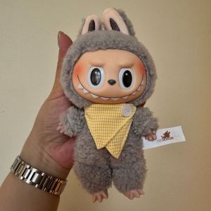 (Không bao gồm búp bê) Quần áo labubu kẻ sọc thời trang Yếm trẻ em với trang trí Fastener đồ chơi trang phục phụ kiện hoàn hảo