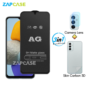 Samsung M23 PAKET 3in1 Tempered Glass Anti Glare Free Camera Lens dan Skin Carbon