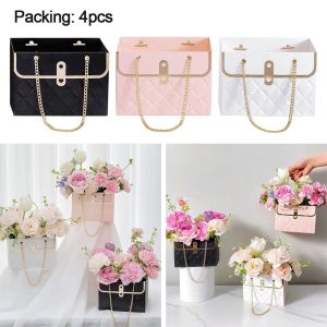 WAPKTY 4pcs Fashion Valentines Day Party Gifts Flower Packaging Boxs Rose Wrapping Bag Flowers Gift Box Flower Paper Basket