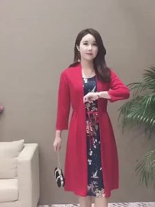 【Ship in 24H】[SADO]气质妈妈2025新款连衣裙假两件套中老年大码女装遮肚子收腰显瘦中长款裙子 Temperament Mom 2025 New Style Dress Fake Two-Piece Suit Middle-aged Elderly Plus Size Womens Clothing Cover Belly Narrow Waist Slimmer Look