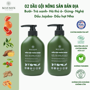 Dầu gội thảo dược bưởi hà thủ ô gừng 3in1 MaySon - PHỤC HỒI TÓC HƯ TỔN - GIẢM GÃY RỤNG - SẠCH GÀU - MỌC TÓC CON