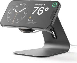 elago MS4 Charging Stand for MagSafe Charger Aluminum Stand for iPhone Series Designed for iOS17 Standby Mode (Cable Not Included) (Black)