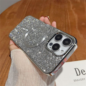 Luxury Bling Sequin Glitter For Magsafe Magnetic Case For iPhone 17 Air 16 15 14 13 12 11 Pro Max Plus 17Pro Plating Armor Cover