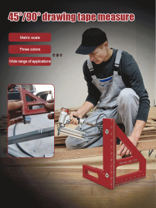 Multi-Function Aluminum Alloy Right Angle Ruler Woodworking Marking Tool with Protractor Level and Scriber for Carpentry and DIY Projects