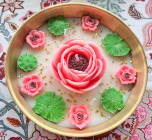Pink Lotus Urli candle Deepavali Diwali Candle – Soy Wax with Fragrance Oil