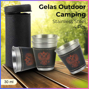 TERLARIS PENGIRIMAN CEPAT COD GRATIS ONGKIR MOONBIFFY Set Gelas Stainless Steel Camping Outdoor Cup 30ml 4PCS/gelas kemping 1 set lipat unik multifungsi serbaguna murah promo/gelas minum aestetik cafe tahan panas outdoor mudah di bawah portable