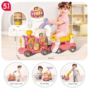 Hola 4 In 1 Smart Learning Push Walker & Train Ride On Interactive Multifunctional Toy