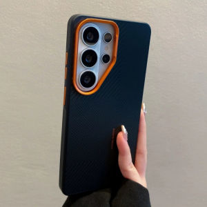 Carbon Fiber Texture Design Phone Case For Samsung S26 S25 S24 S23 Ultra Wireless  Shell Alloy Protective Silicone Cover