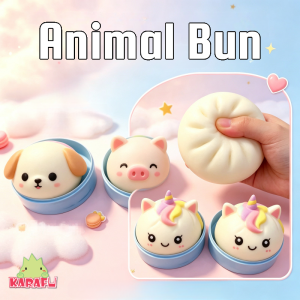 Squishy Fidget Toy Steamed Stuffed 8cm Bun Soft TPR Material - Random Animal Designs