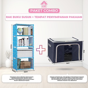 Rak Portable Serbaguna 5 Susun 4 Ruang - Warna Rak buku kain rak portable 5 TINGKAT 4 SUSUN