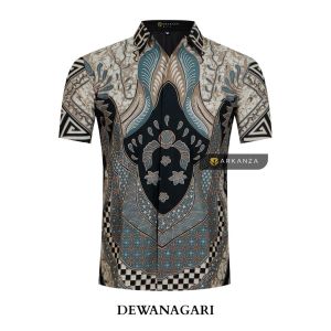 BATIK ARKANZA Motif DEWANAGARI PENDEK Kemeja Batik Pria Slimfit Full Furing Katun Premium