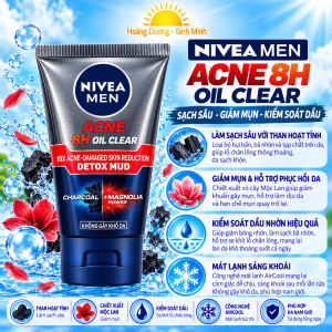 Sữa Rửa Mặt Nivea Men Bùn Khoáng Ngừa Mụn Acne 8H Oil Clear Detox Mud 100g – 83940