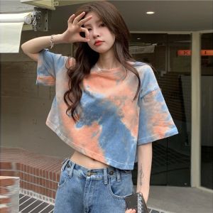 Unique Tie Dye Short Sleeve T-Shirt for Women crop top T302