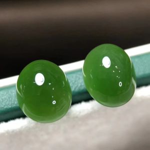 Montagne Jewelry Natural Green Jade 18k Gold Round Simple Fashion Jewellery Earrings Stud Earring