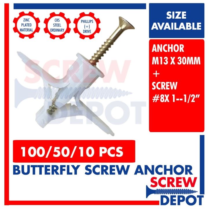 100/50/10/1 PCS Butterfly Screw Expansion Anchor / Aircraft or Airplane