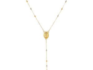 Nathalias NY  สร้อยคอโรซารี ลาเรียต พร้อมจี้กางเขน ทองคำสามกษัตริย์ 14K Lariat Rosary Necklace Pre order 10-12 days ทักแชทก่อนสั่งค่ะ 83940