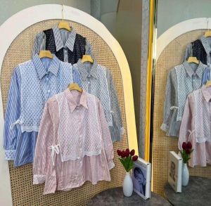 TERMURAH ARUNI BLOUSE PREMIUM KEMEJA SALUR MIX BRUKAT WANITA MODEL TERBARU