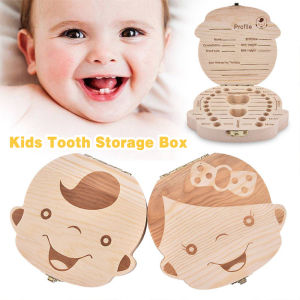 Wooden Baby Kid Tooth Storage Box Fetal Hair Umbilical Cord Organizer Memory Box