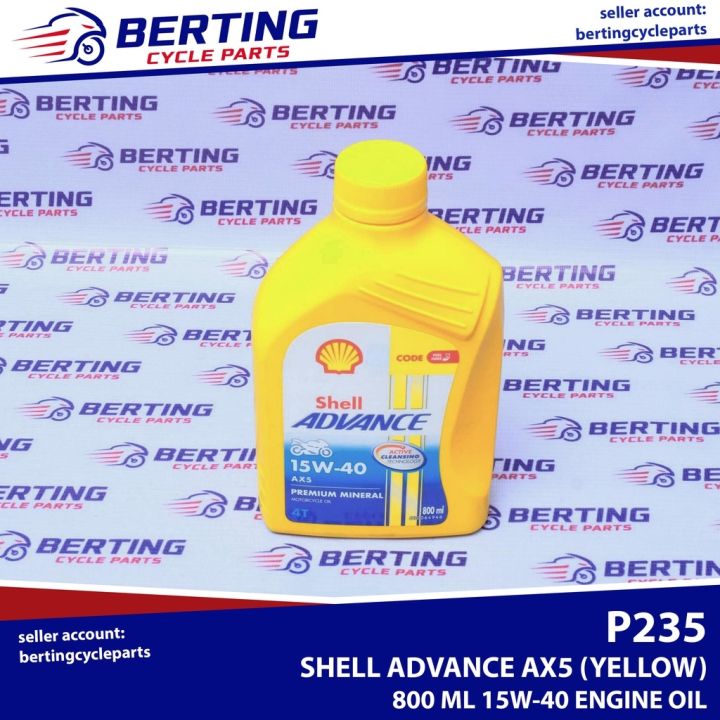 SHELL ADVANCE AX5 (YELLOW) 15W-40 ENGINE OIL Genuine | Lazada PH