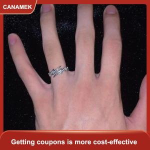 【CANAMEK 】 Punk Hip Hop Silver Color Zircon Lightning Open Rings For Men Fashion Jewelry Gift Creative Adjustable Ring