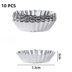 Umi Mall - 10PCS Aluminum Cupcake Egg Tart Mold Cookie Pudding Mould Nonstick Cak Baking Cups Baking Mold Pastry Tools
