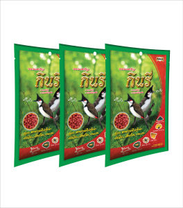 อาหารนกกรงหัวจุก นกปรอด กินรี ขนาด 100 กรัม เม็ดสีแดง จำนวน 3 ถุง