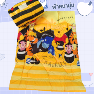 ที่นอนเด็กอนุบาล ลายHelloหมีพูห์ มีที่ให้เขียนชื่อ มีหมอนในตัว มีสายแปะตีนตุ๊กแก