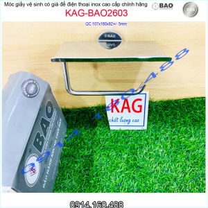 Móc giấy vệ sinh Inox Bảo KAG-BAO2603 có giá đỡ điện thoại high-level Paper holder SUS304 dập khuôn sang trọng cấp cao VĨNH VIỄN