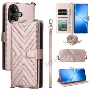 เคสแบบฝาพับสำหรับ OPPO A6 Pro 5G 4G A6Pro 2025กระเป๋าเงินมีช่องเสียบบัตรที่จับขาตั้งกรอบ TPU แบบนุ่มเชือกเส้นเล็กเชือกไขว้