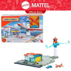Matchbox Toy Car Playset Takeoff Adventure Airport Set with Die-Cast Audi in 1:64 Scale Plastic Plane Take-Off & Landing Feature & Storage