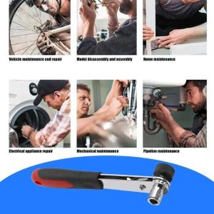 Double Sided Ratchet Wrench 1/4Inch Socket Screwdriver Wrench Hand Tool for Everyday Maintenance and Mechanical Tasks