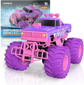 Carox 1:16 Scale Amphibious Remote Control Car Truck 2.4GHz Shark Monster Truck Waterproof RC Truck 4WD All Terrain Off Road Car Pool Toy Water Toy for Kids Ages 4 5 6 7 8 9 10 12
