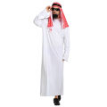 Người Đàn ông áo choàng hồi giáo thobe saudi Arab Tay áo dài Robe với khăn phù hợp với hóa trang Halloween Trung Đông Arab hoàng tử Trang Phục Cosplay cho nam giới trưởng thành. 