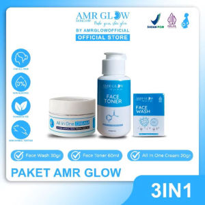 AMR GLOW New - Paket AMR Glow Skincare All Skin x 1 Paket 3in1 Dengan 1pot Cream Extra isi Netto 20gr