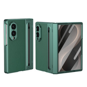 For Samsung Galaxy Z Fold 8 5G Case Hinge Protective S Pen Cover For ZFold 8 Fold8 With Glass Film PU Leather Case