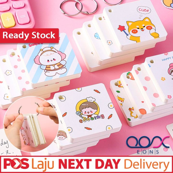 PALM SIZE 💖 80 Sheets DIY Plain Flash Card Ring Binder Mini Cute