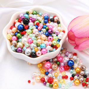 150Pcs Mix Size 3/4/5/6/8mm ABS Imitation Pearl Beads With Hole Colorful Round Pearls Christmas Beads For DIY Jewelry Making Bracelet Craft Accessories