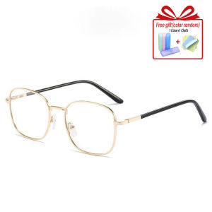 Men and Women Photochromic Temperament Same Style Plain Glasses Without Degrees Metal Frame High-end Fashion